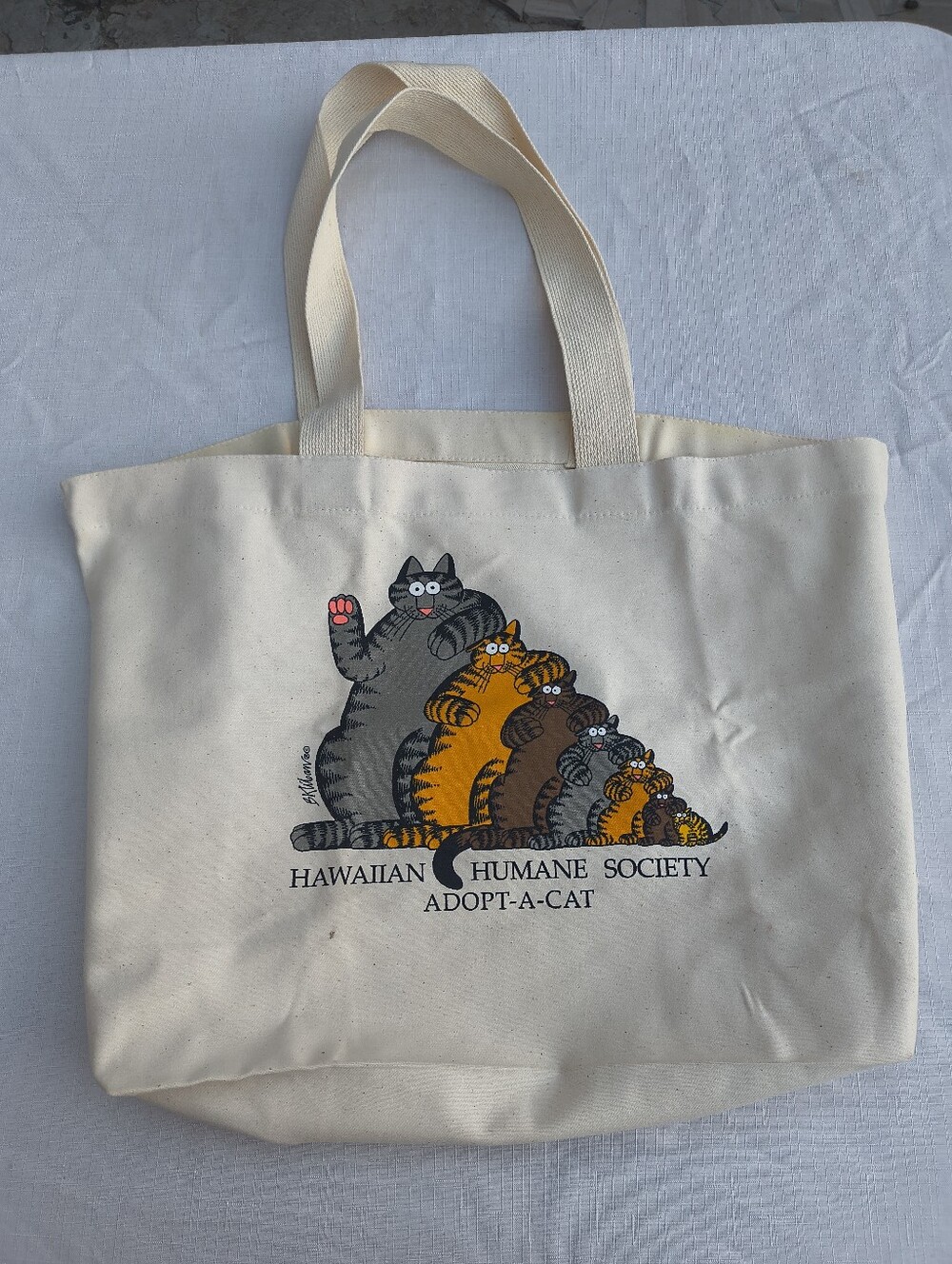 Vintage B. Kliban "Hawaiian Humane Society Adopt-A-Cat" Canvas Tote Bag
